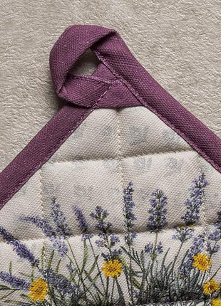 Maison d' Hermine Pot Holders Set 100% Cotton Heat Resistant Potholders 8" x 8" Hot Pads with Loop BBQ, Cooking, Baking, Grilling, Kitchen, Handling Hot Pans Spring/Summer (Pack of 2, Fanny Lavender)