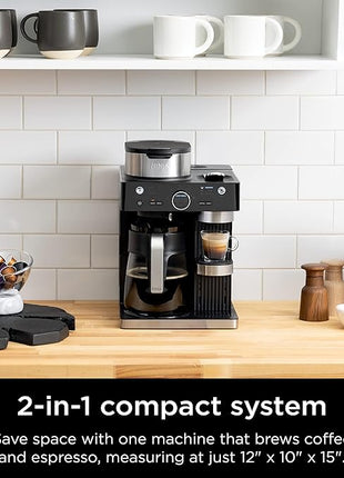 Ninja Espresso & Coffee Maker & Barista System, 3 Espresso Brew Styles, Single-Serve Coffee & Nespresso Capsule Compatible, Built-in Frother, Espresso, Cappuccino & Latte Maker, Black, CFN601