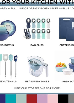 COOK WITH COLOR Prep Bowls with Lids- Wide and Deep Nesting Plastic Small Mixing Bowl Set with Lids, 12 Piece Set - Wide Bowls, Blue