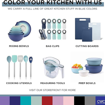 COOK WITH COLOR Prep Bowls with Lids- Wide and Deep Nesting Plastic Small Mixing Bowl Set with Lids, 8 Piece Set - Deep Bowls, Blue/Grey