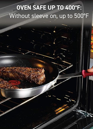 T-Fal Professional VX3 Brushed Nonstick Fry Pan with Stainless Steel Handle 10 Inch, Oven Broiler Safe 400F, Cookware, Pots and Pans, Frying Pan, Restaurant Grade, Certified by the NSF and CBA, Black