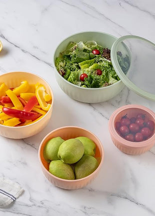 COOK WITH COLOR Prep Bowls with Lids- Wide and Deep Nesting Plastic Small Mixing Bowl Set with Lids, 12 Piece Set - Wide Bowls, Mint/Pink