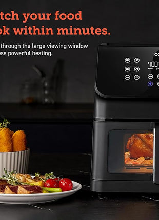 COSORI Clear Window Air Fryer, 6.5 Quart Large Compact Airfryer, 12 One-Touch Savable Custom Functions, Cookbooks and Online Recipes, Nonstick and Dishwasher-Safe