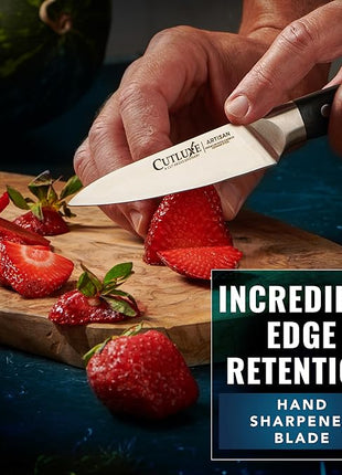 Cutluxe Paring Knife Set – 4" Fruit and 3" Peeling Knives – Small Knife with Razor Sharp Blade – High Carbon German Steel, Full Tang & Ergonomic Handle Design – Artisan Series