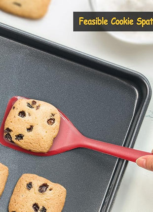 Silicone Spatula Set, 600°F Heat Resistant Silicone Spatula Turner Flipper for Cooking, Non Stick and Non Scratch Kitchen Utensils for Eggs & Pancakes, 4 Pack, Red