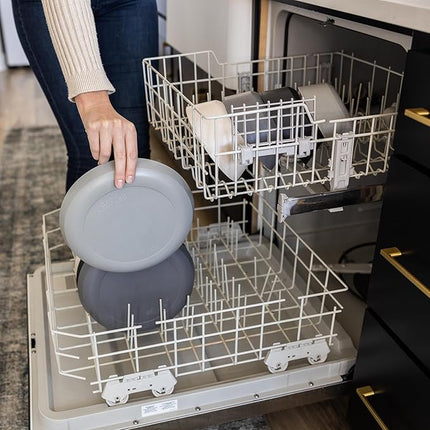 Grow Forward Premium Wheat Straw Plates and Bowls Sets - 8-Piece Wheat Straw Dinnerware Sets - Unbreakable & Reusable Microwave Safe Plastic Dinner Plates for Outdoors, RV, Camping Dishes - Moonlight