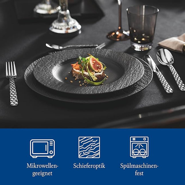 Villeroy & Boch Manufacture Rock Salad Plate, 8.5 in, Premium Porcelain, Black