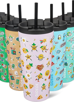 BJPKPK 22oz Tumbler With lid And Straw Stainless Steel Travel Coffee Mug Insulated Tumblers Cups,Hawaii Fruits Purple