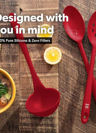 DI ORO Seamless Series 3-Piece Spoon/Ladle Set (RED)