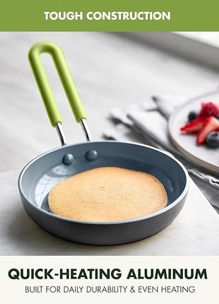 GreenPan Mini Healthy Ceramic Nonstick, 5" Round Egg Pan, PFAS-Free, Dishwasher Safe, Stay Cool Handle, Black