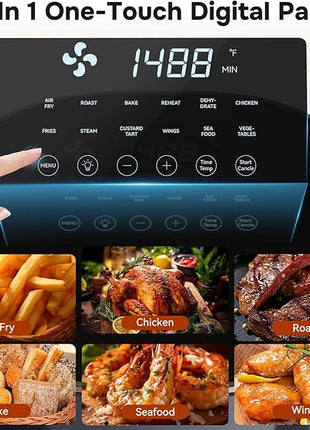 Simple Deluxe Air Fryer - 6.34 QT Digital Airfryer with Visible Window, 12 Presets Functions, Nonstick and Dishwasher-Safe Basket, 1700W, Gray