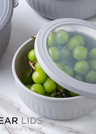 COOK WITH COLOR Prep Bowls with Lids- Wide and Deep Nesting Plastic Small Mixing Bowl Set with Lids, 12 Piece Set - Wide Bowls, Gray