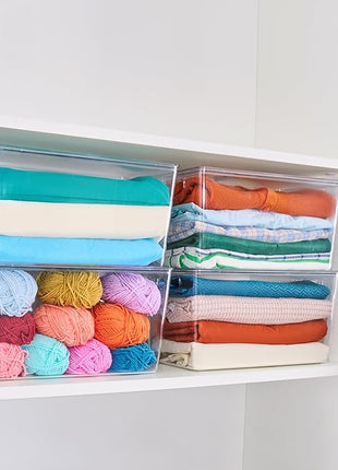 theaoo Clear Storage Bins with Lids Stackable - XLarge Plastic Containers for Pantry Organization and Storage - Perfect for kitchen,Fridge,Laundry Room,Bathroom,Garage,Closet,Cabinet Organizer -4 Pack