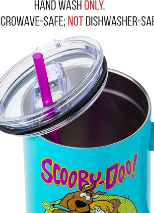 Silver Buffalo Scooby-Doo Stainless Steel Tumbler with Handle Featuring Shaggy and Scooby-Doo, Fits in Standard Cup Holder, 40 Ounces (Pack of 12)