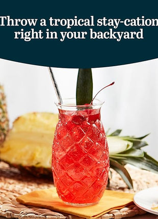Libbey Tiki Pineapple Glasses Set, Tiki Glasses for Cocktails, Ideal Tiki Bar Set of 4