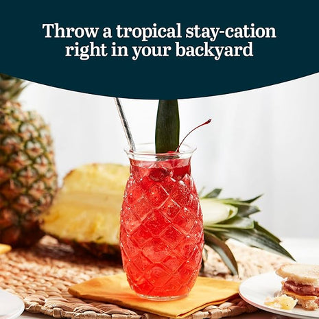 Libbey Tiki Pineapple Glasses Set, Tiki Glasses for Cocktails, Ideal Tiki Bar Set of 4
