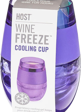 Host Cooling Cup Set of 1 Plastic Double Wall Insulated Freezable Drink Chilling Tumbler with Freezing Gel, Wine Glasses for Red and White Wine, 8.5 oz, Translucent Purple