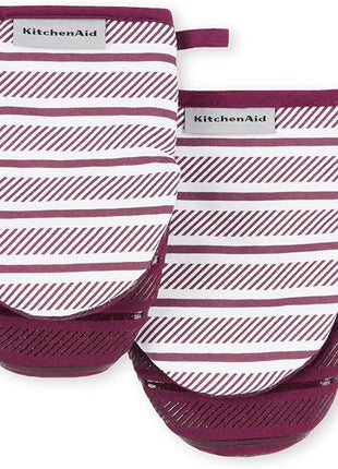 KitchenAid Albany Mini Oven Mitt 2-Pack Set, Beet, 5.5"x8"
