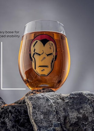 JoyJolt Marvel Heroes Stemless Drinking Glasses, 19oz Superhero Cups ft Hulk Captain America Spiderman and Iron Man, Avengers Glassware Set of 4, Marvel Gifts for Men and Women