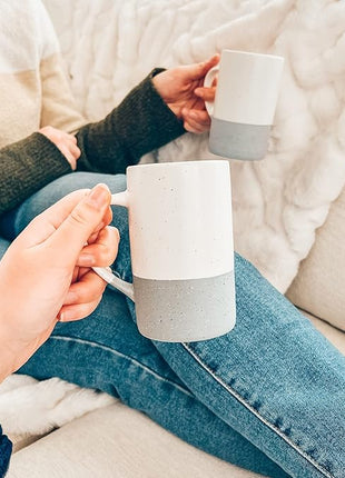 Mora Ceramics 12oz Coffee Mug Set of 4 - Ceramic Tea Cups with Handle - Microwave and Dishwasher Safe, Perfect For Cup or Mug Lovers - Rustic Matte Glaze, Modern Design Mugs - Flint