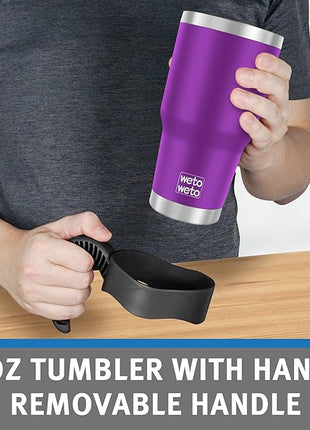 WETOWETO 30 oz Tumbler with 2 Lids and 2 Straws,18/8 Stainless Steel Vacuum Insulated Coffee Tumbler,Insulated Travel Mug Water Cup with Leak-Proof Straw Lid & Flip Lid (Purple, 1 Pack)