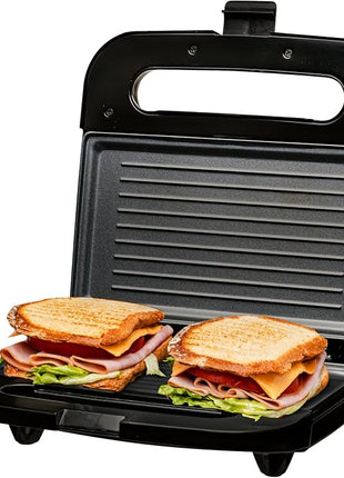 OVENTE Electric Panini Press Grill with Nonstick Plates, LED Indicator Lights, Thermostat Control, Cool Touch Handle, Compact Sandwich Maker Perfect for Cooking Breakfast, Snacks & More, Black GP0401B