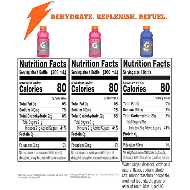 Gatorade Thirst Quencher, Grape Berry, Strawberry Variety Pack, 12 Fl Oz (Pack of 18)