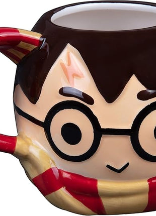 Harry Potter Figural Coffee Mug, 24 oz - Cute Chibi Design with Gryffindor Scarf Handle - Ceramic