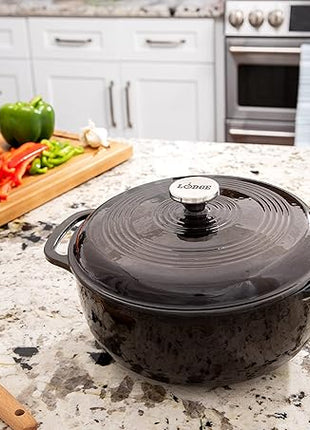 Lodge Manufacturing Company EC6D18 Enameled Dutch Oven, 6 qt, Midnight Chrome