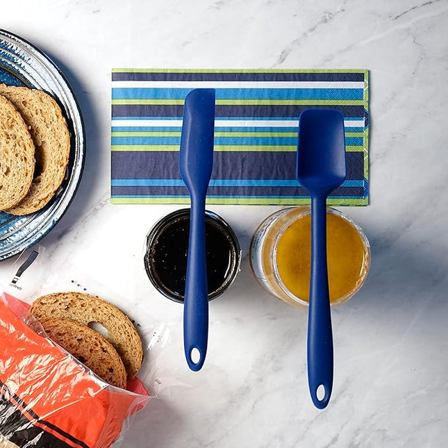 RSVP International Ela's Favorite Silicone Spatula, Blue, 8" | BPA-Free Silicone | Scrape Batters, Flip Eggs, Ice Cakes, & More | Dishwasher Safe & Heat Resistant | Cooking, Baking & More