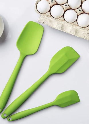 Silicone Spatula 3-piece Set, Ergonomic Handle High Heat-Resistant Spatulas, Non-stick Rubber Spatulas with Stainless Steel Core, Green