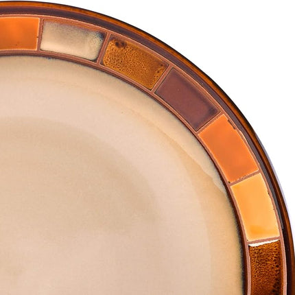 Gibson Casa Estebana 16-Piece Dinnerware Set, Service for 4 – Beige and Brown Stoneware Plates and Bowls