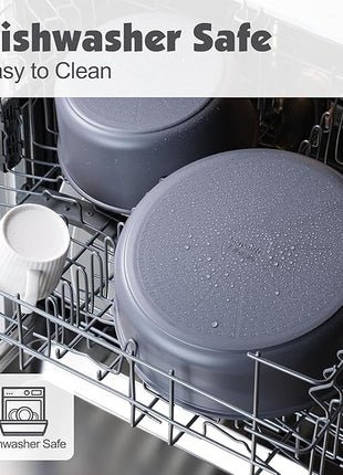 SENSARTE 17 Piece Ceramic Pots and Pans Set, Nonstick Detachable Handle Cookware, Induction Kitchen Cookware Set with Removable Handle, Dishwasher ＆ Oven Safe (Gray)