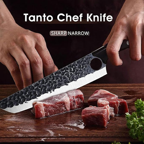 Purple Dragon Butcher Knife Meat Cleaver 7.5 Inch Hand forged Chef Knife Japan High Carbon Steel Knife for Meat Vegetable Full Tang Long Handle Sharp Carving Knife