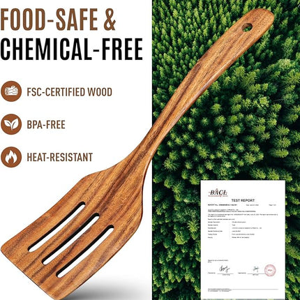 Wooden Spoons for Cooking, Excellent Wooden Kitchen Utensil Set (4pcs)