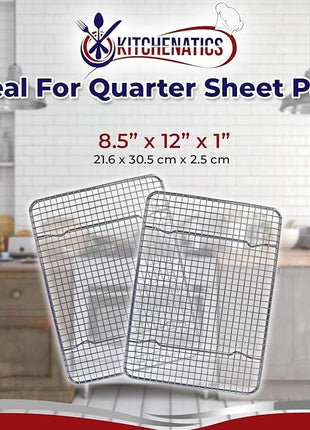 KITCHENATICS Small Quarter Sheet Cooling Rack for Cooking & Baking, Oven Safe Stainless Steel Rack, Baking Rack for Oven Cooking, Heavy Duty Cookie Cooling Rack fits Quarter Sheet Pan, 8.5" x12" IN