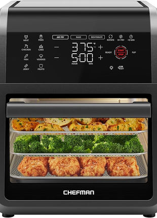 Chefman 12-Quart 6-in-1 Air Fryer Oven with Digital Timer, Touchscreen, and 12 Presets - Family Size Countertop Convection Oven, Dishwasher-Safe Parts