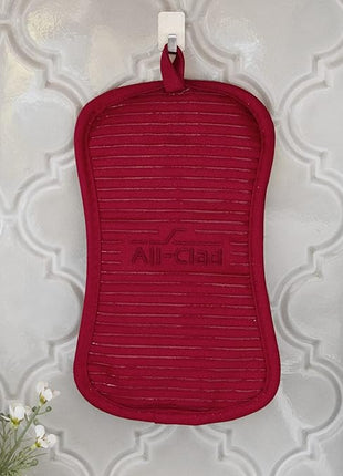 All-Clad Premium Pot Holder & Heating Pad, (1-Pack) Heat Resistant to 500 Degrees, 100% Cotton 10"x6.25" for Kitchen and Barbeque, Chili Red