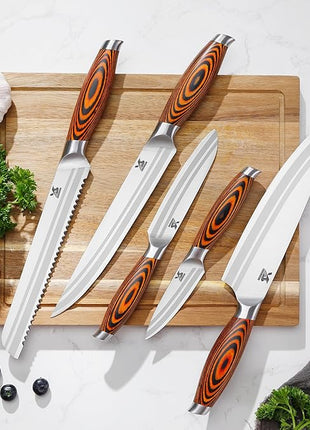 MSY BIGSUNNY 5pcs Knife Set Kitchen Utensils Knife, German Stainless Steel Professional Chef Kitchen Knife Set, Tang Series