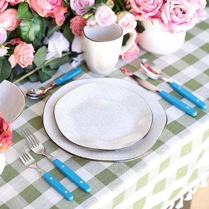 ANNOVA Silverware Set, Retro/Rivet Colorful Stainless Steel Tableware Kitchen Flatware Set Utensils, Includes Dinner Knives, Forks, Spoons, Salad Forks & Dessert Spoons (Blue, 20 Pieces)