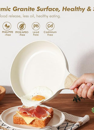 SENSARTE Ceramic Cookware Sets, Pots and Pans Set Non stick, 14-Piece Induction Cookware, Non toxic Healthy Non Stick Kitchen Cooking Set, with Frying Pans Set, PFAS PTFE PFOA PFOS Free