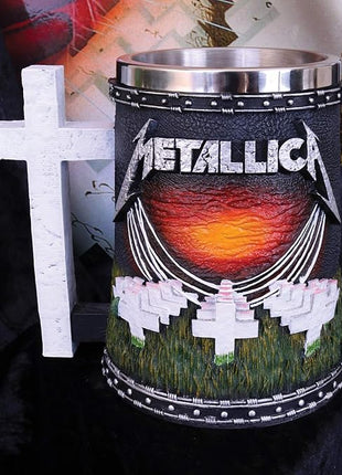 Nemesis Now Metallica Master of Puppets Tankard, Hand-Painted Resin, Officially Licensed Metal Album Art, Stainless Steel Insert, 15.5cm