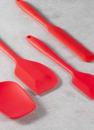 4 Piece Silicone Spatula Set, Flexible Heat Resistant Non-scratch Baking Cooking Rubber Spatulas with Stainless Steel Core, Red