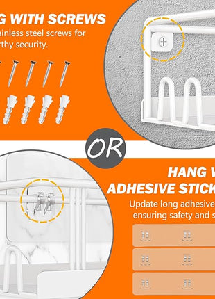 Spice Rack Wall Mounted 3 Pack, Space-Saving Spice Organizer for Spice Jars and Seasonings,Screw or Adhesive Hanging Spice Rack Organizer for Your Kitchen Cabinet,or Pantry Door White