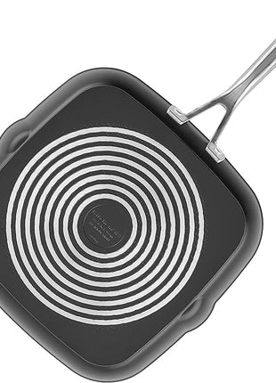 KitchenAid Hard Anodized Induction Nonstick Square Grill Pan/Griddle with Pouring Spouts, 11.25 Inch, Matte Black
