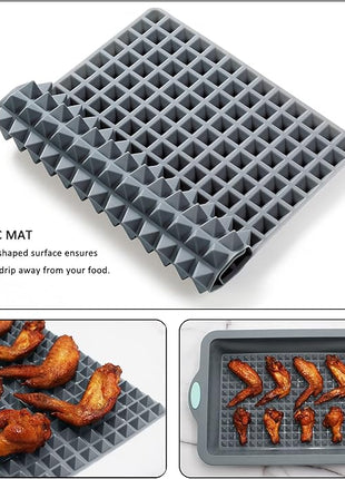 To encounter 8 in 1 Silicone Baking Set - 6 Cake Molds - 2 Silicone Baking Mat, Nonstick Cookie Sheet, Cake Muffin Bread Pan with Grips and Metal Reinforced Frame More Strength, Light Grey