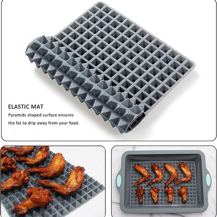 To encounter 8 in 1 Silicone Baking Set - 6 Cake Molds - 2 Silicone Baking Mat, Nonstick Cookie Sheet, Cake Muffin Bread Pan with Grips and Metal Reinforced Frame More Strength, Light Grey