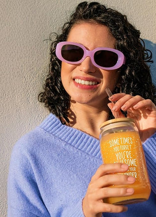 KLUBI Birthday Gifts for Women Who Have Everything - Sometimes You Forget You Are Awesome Gift for Her Birthday Presents for Mom From Daughter 16oz Glass Mug Present Baskets for Fun Teacher