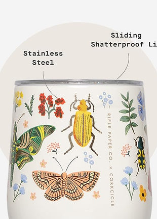 Corkcicle Stemless Insulated Wine Glass Tumbler - Keeps Beverages Cold 6 Hrs Hot 3 Hrs - Stainless Steel - Easy-Grip - Gift for Mom - Great for Mother's Day or Christmas - 12 oz - Curio Cream