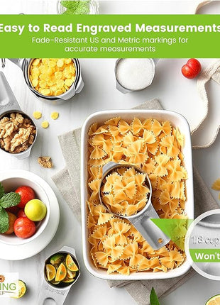 Spring Chef Stainless Steel Measuring Cups and Spoons Set of 14 with Leveler, Nesting Kitchen Metal Measuring Cups and Spoons Set for Dry and Liquid Ingredients, Perfect for Cooking & Baking